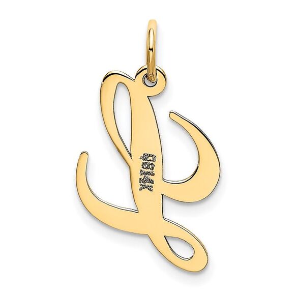 14k Yellow Gold, Ella Collection, Small Fancy Script Initial L Pendant - Picture 3 of 5